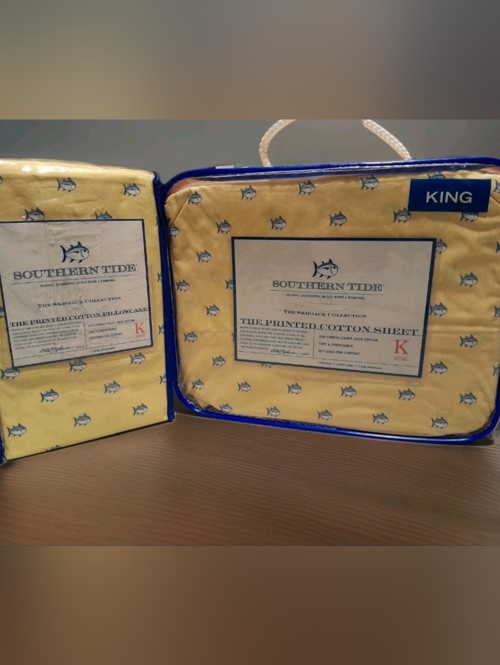 New Southern Tide King Size 6pc sheet set Skipjack, Yellow